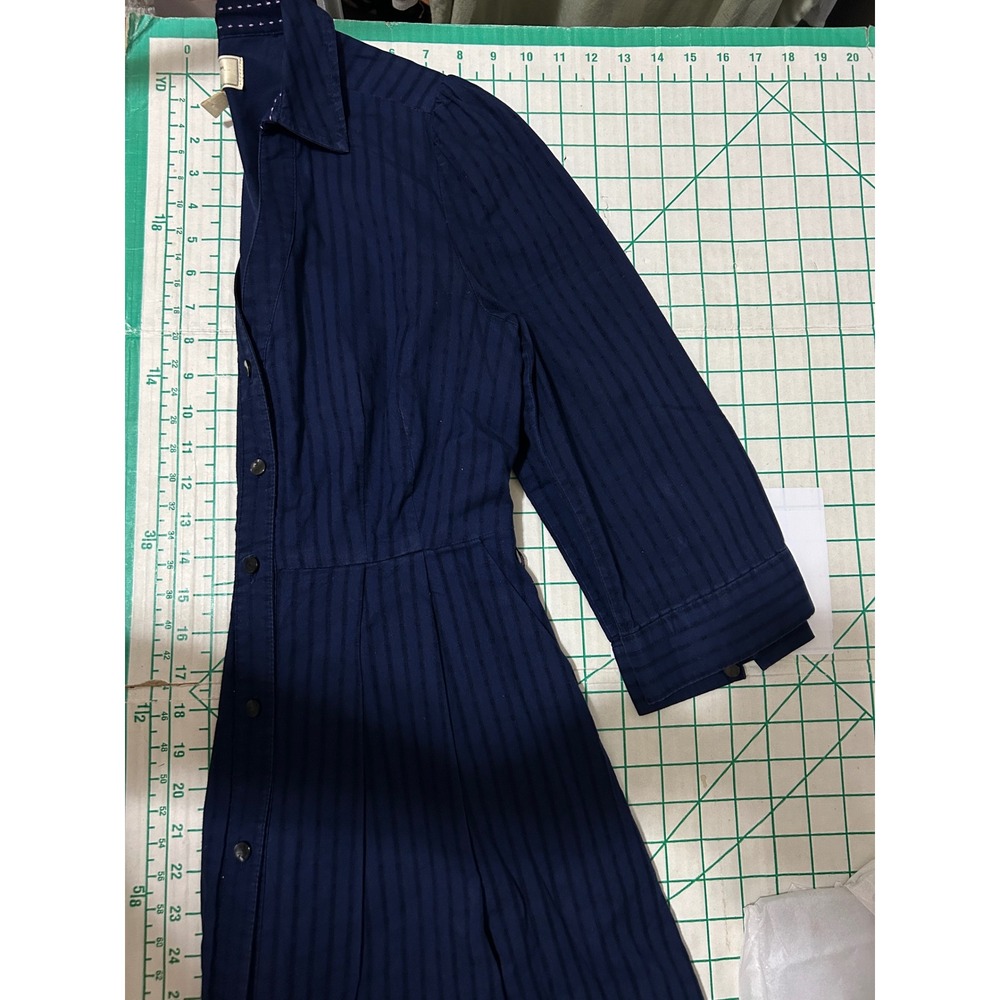Anthropologie Size 2 Navy Blue Western Equestrian Cotton Shirt Dress Puffed Boho - Picture 5 of 14